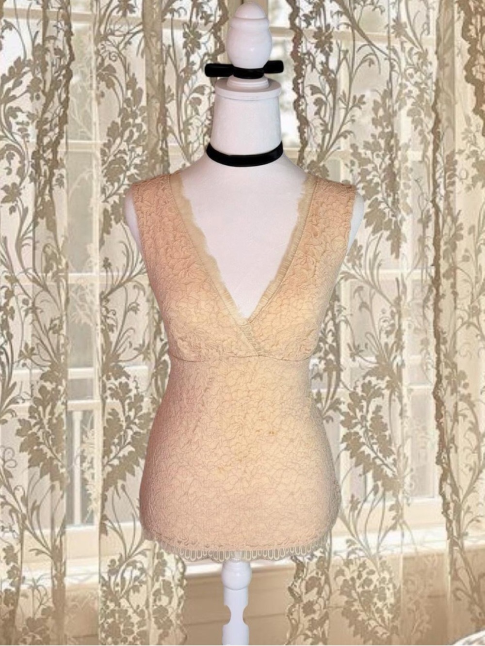 Vintage Y2K Fairycore Coquette Cream Lacey Top